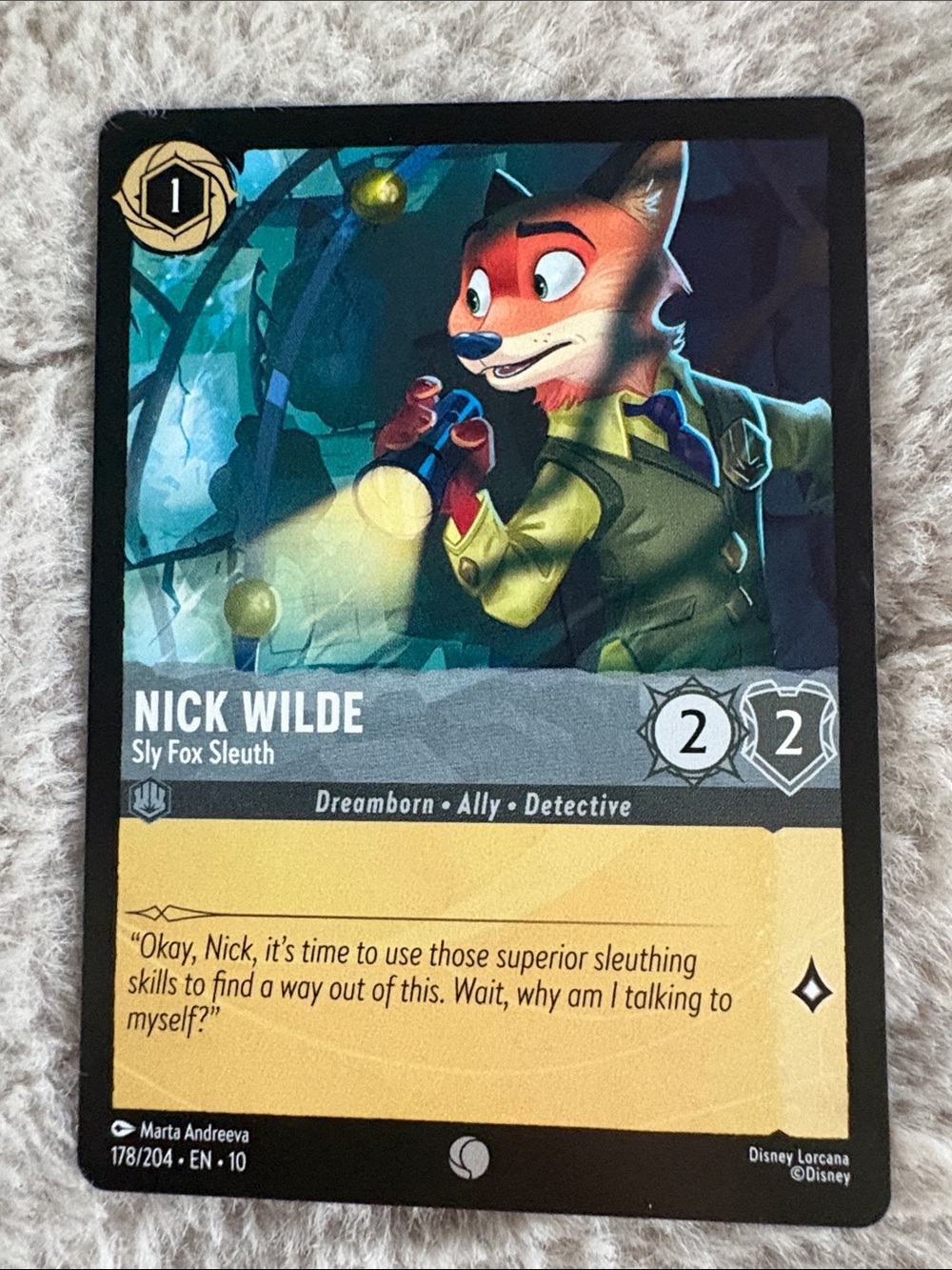 Disney Lorcana Nick Wilde Trading Card 178/204 Whispers in the Well